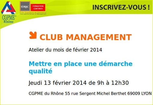 « Mettre en place une démarche qualité », l’atelier Club Management CGPME de février